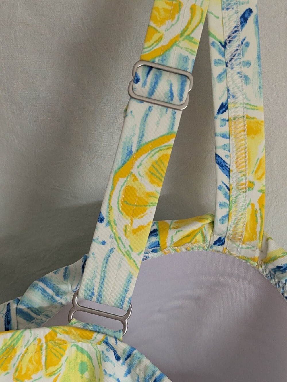 Lands End Tankini Yellow Blue Plus Size Padded Underwire Bra Size 20/22W New - Picture 8 of 14